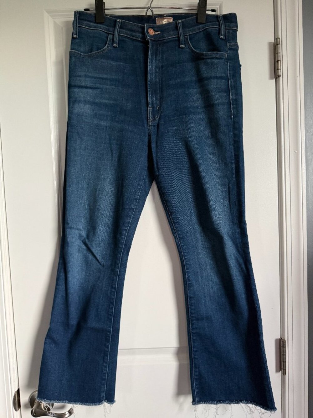 MOTHER The Hustler Ankle Fray Jeans Home Movies Wash High Rise Flare 31